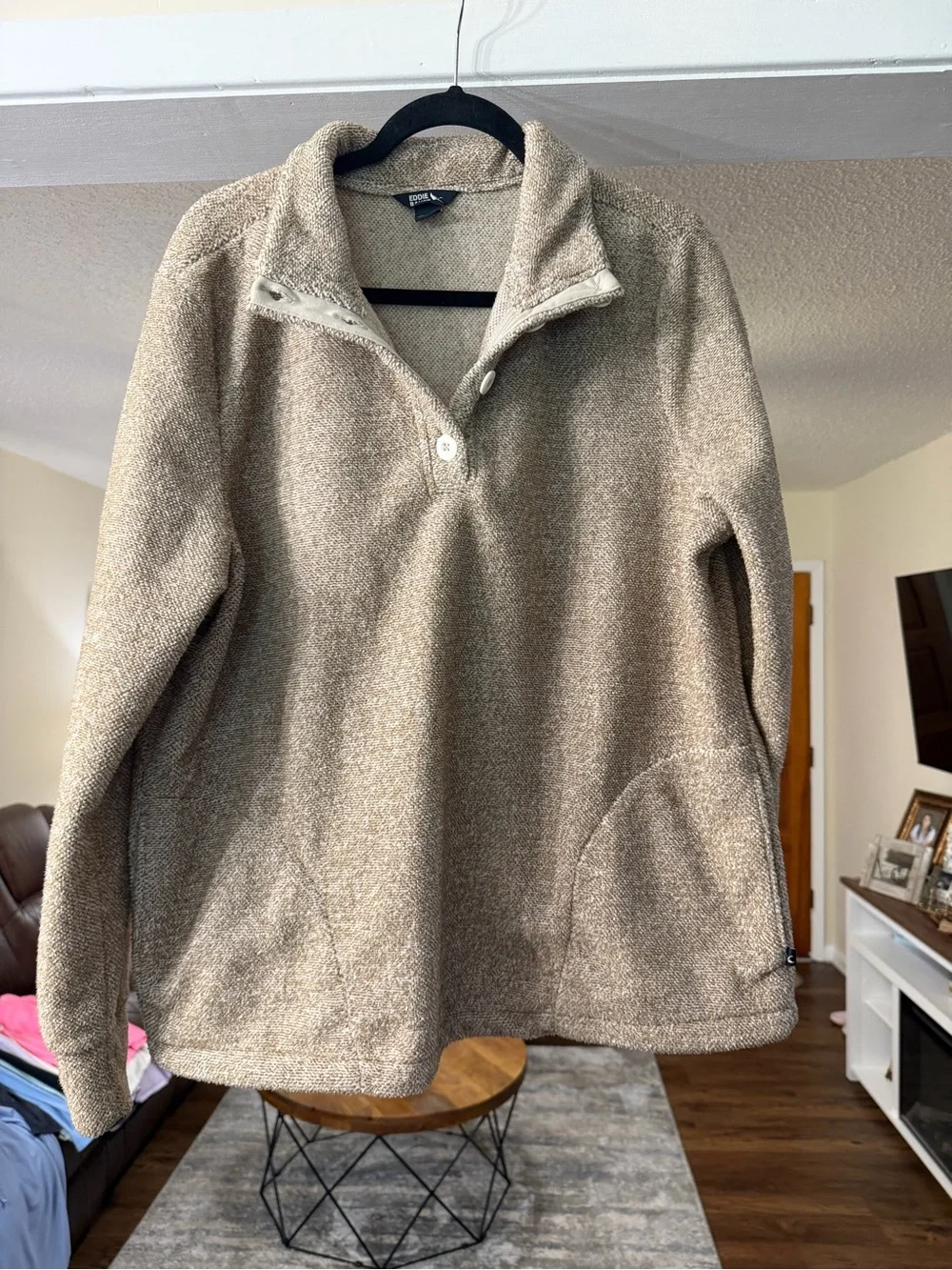 Eddie Bauer Cream Sherpa Fleece Pullover - Picture 1 of 5